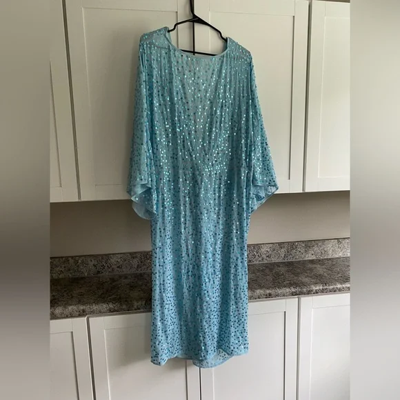 ASOS Sz 20W Curve Twist Front Light Blue Sequin Midi Dress - Picture 4 of 8